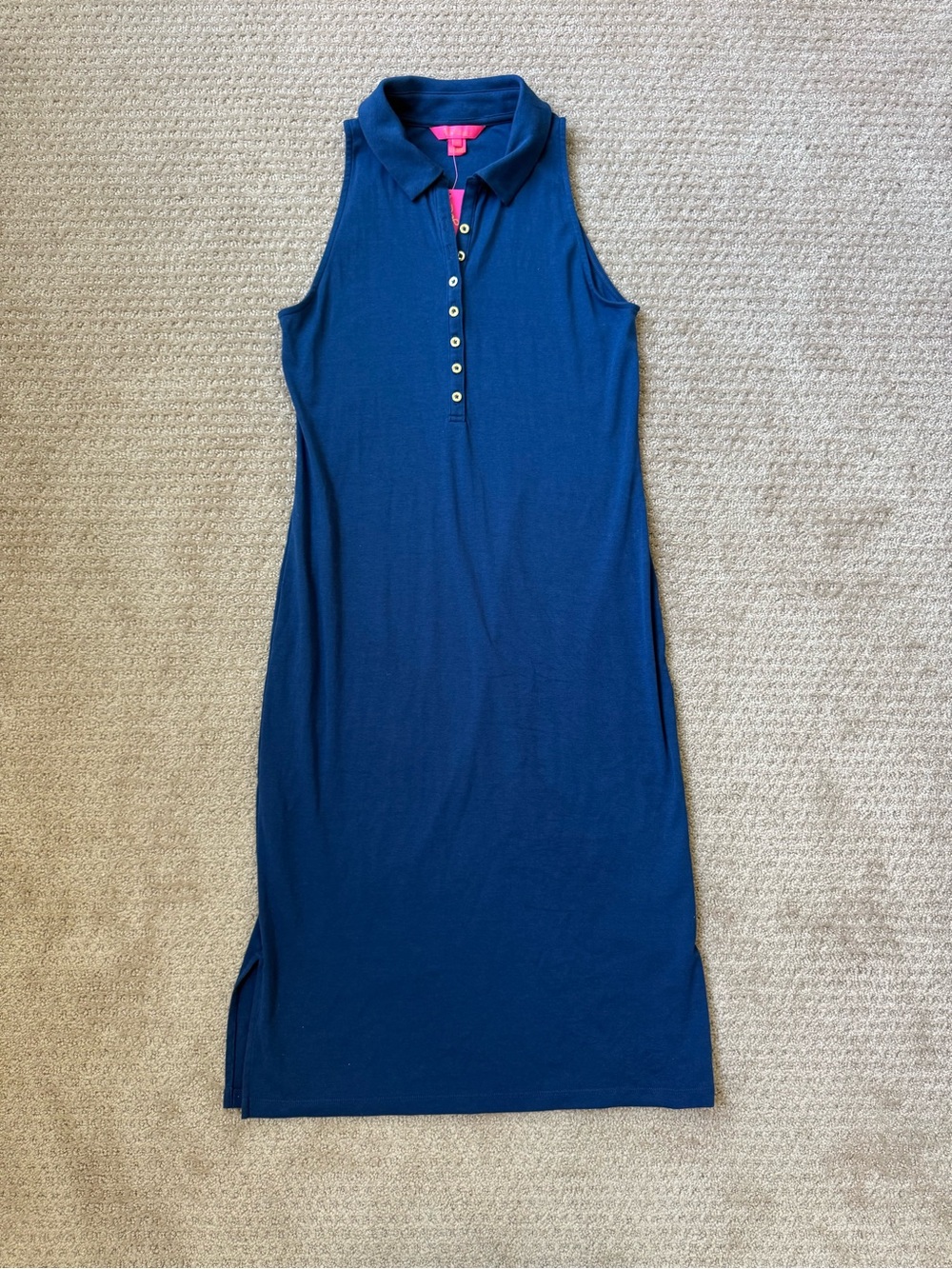Lilly Pulitzer Navy Sleeveless Polo Dress with Pink Trim